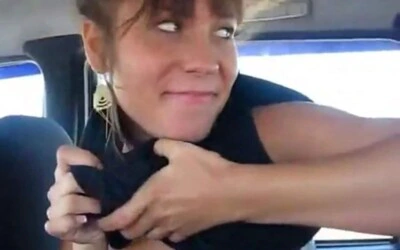 Girlfriend Stripping and Sucking Cock in a Moving Car