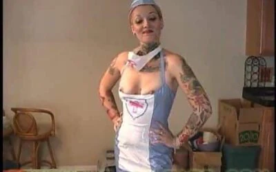 Punk girl in nurse outfit