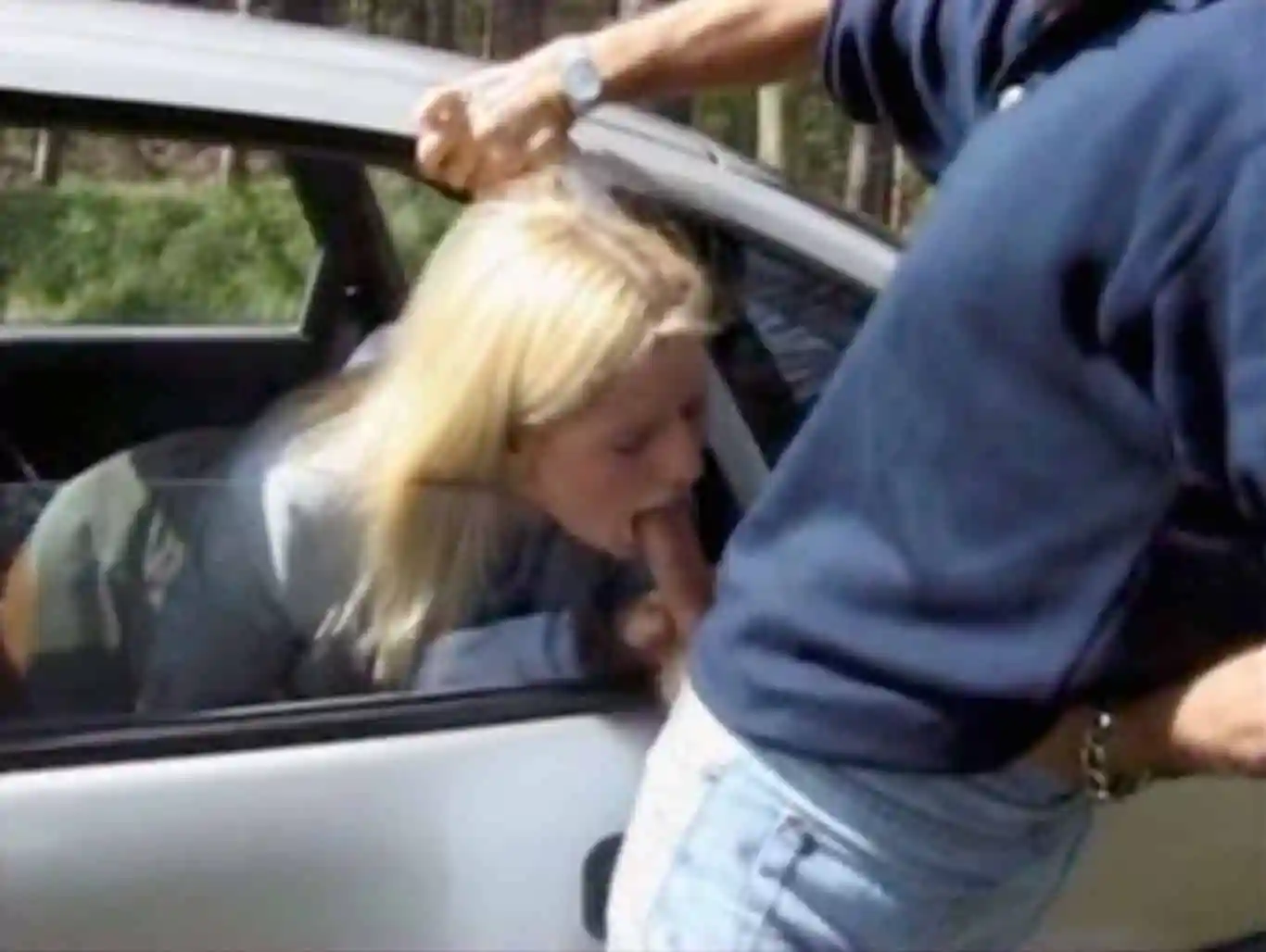 Dogging wife sucking dick through car window